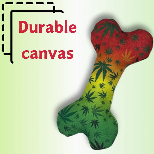 Stoned To Da Bone, Cute Stuffed Rasta Leaf Bone Dog Toy