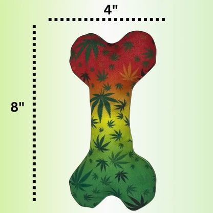 Stoned To Da Bone, Cute Stuffed Rasta Leaf Bone Dog Toy