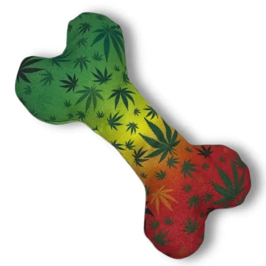 Stoned To Da Bone, Cute Stuffed Rasta Leaf Bone Dog Toy