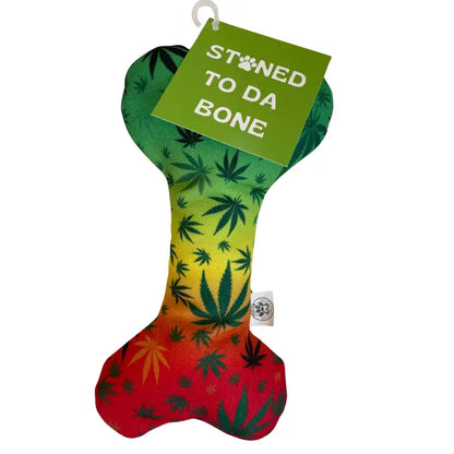 Stoned To Da Bone, Cute Stuffed Rasta Leaf Bone Dog Toy