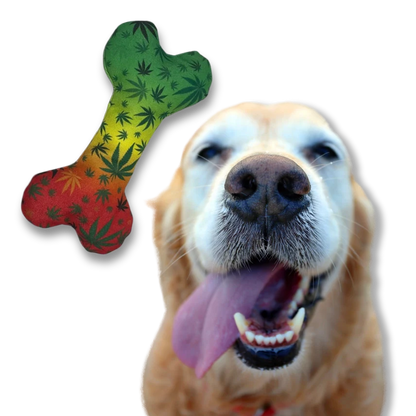 Stoned To Da Bone, Cute Stuffed Rasta Leaf Bone Dog Toy